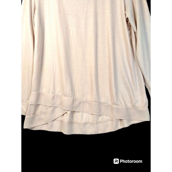 Jones Sweatshirt Women's L Long Sleeve Pink Lurex Chiffon Trim Hem Oversized - Picture 4 of 12